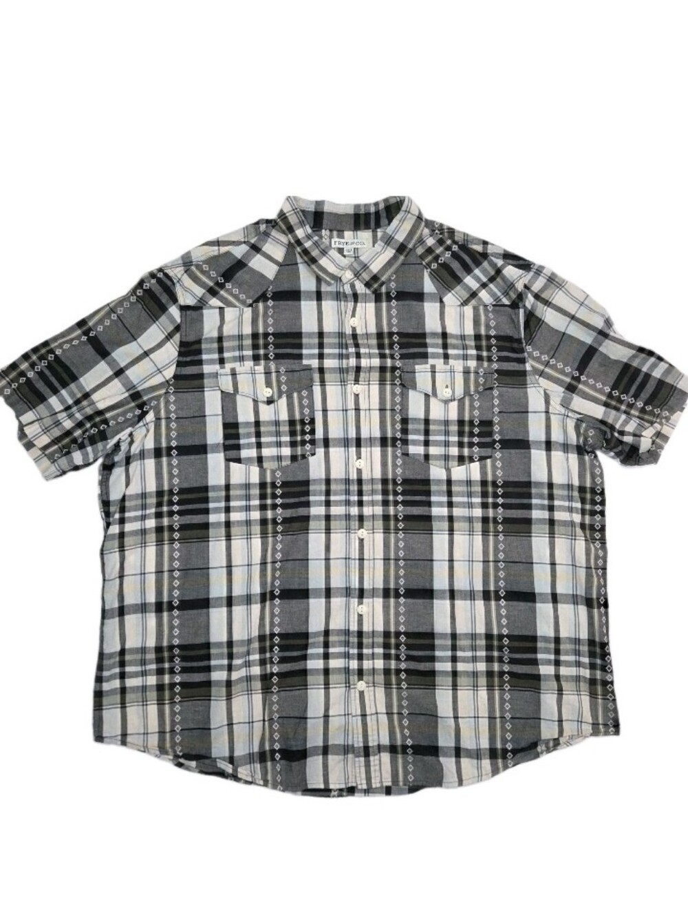 Frye And Co Western Button Down Short Sleeve Shirt Size 3XLT Plaid Western